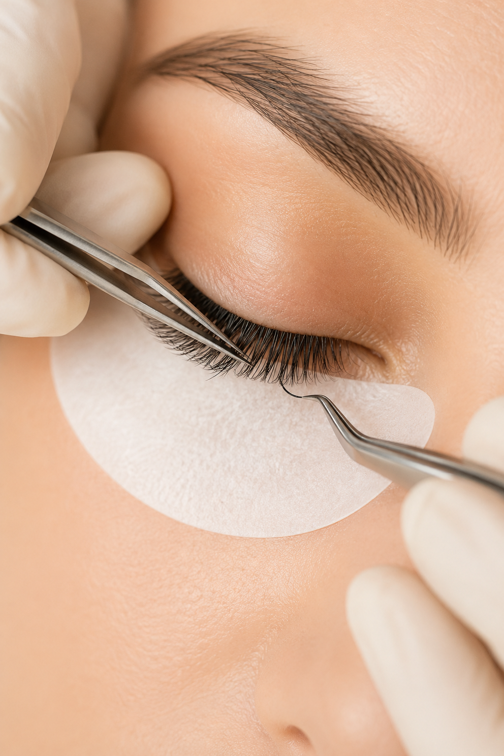 Lash artist applying eyelash extensions